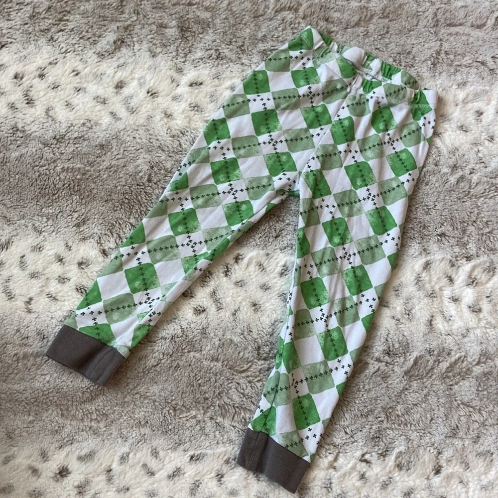 Burt’s Bees Kids matching set boys 2T green argyle preppy loungewear pajamas